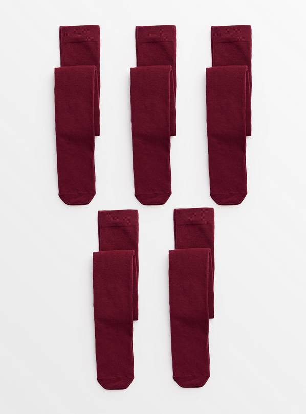 Burgundy Super Soft Seamless Tights 5 Pack  3-4 years